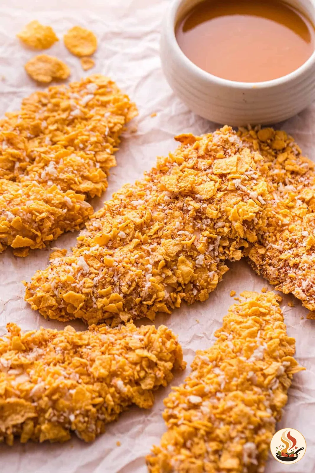 Куриные стрипсы в хрустящей панировке из кукурузных хлопьев с соусом баффало